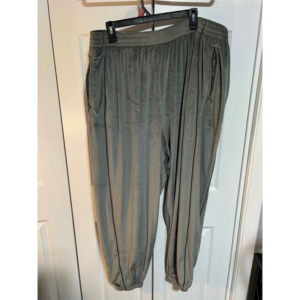 Skims Plus Size 3XL Gray Velour Jogger Pants with Drawstring & Zip Pockets